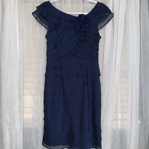 Classy, deep blue layered London Times dress